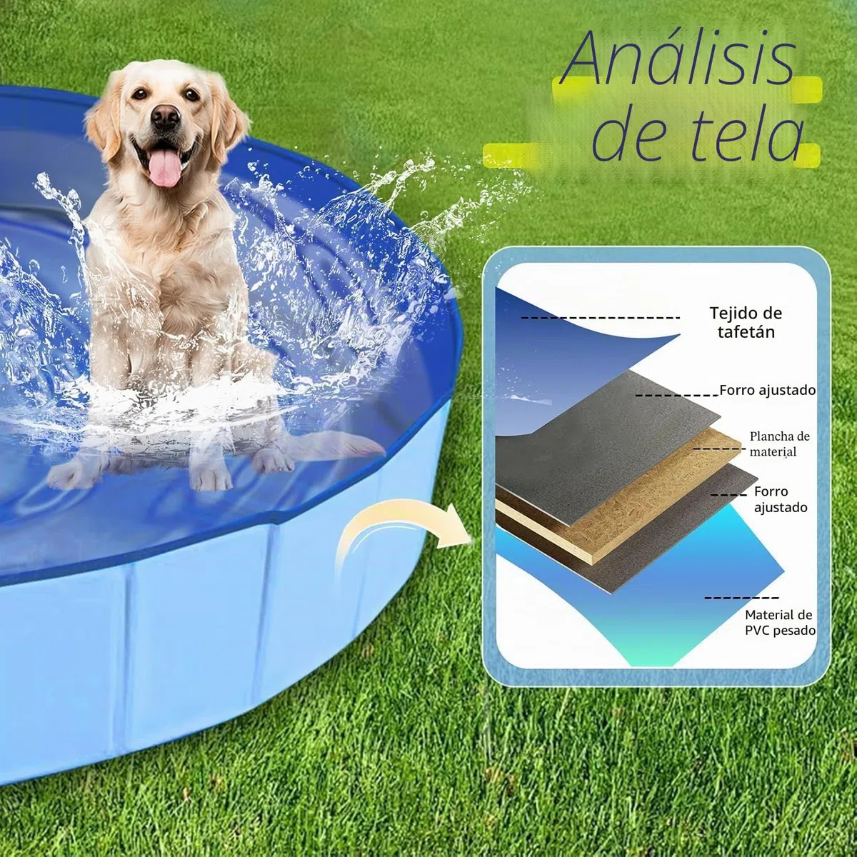 Piscina para perros, piscina plegable, resistente e impermeable para perros pequeños, medianos y grandes Bañera antideslizante con superficie resistente al desgaste para gatos y perros (XL-160*30cm)