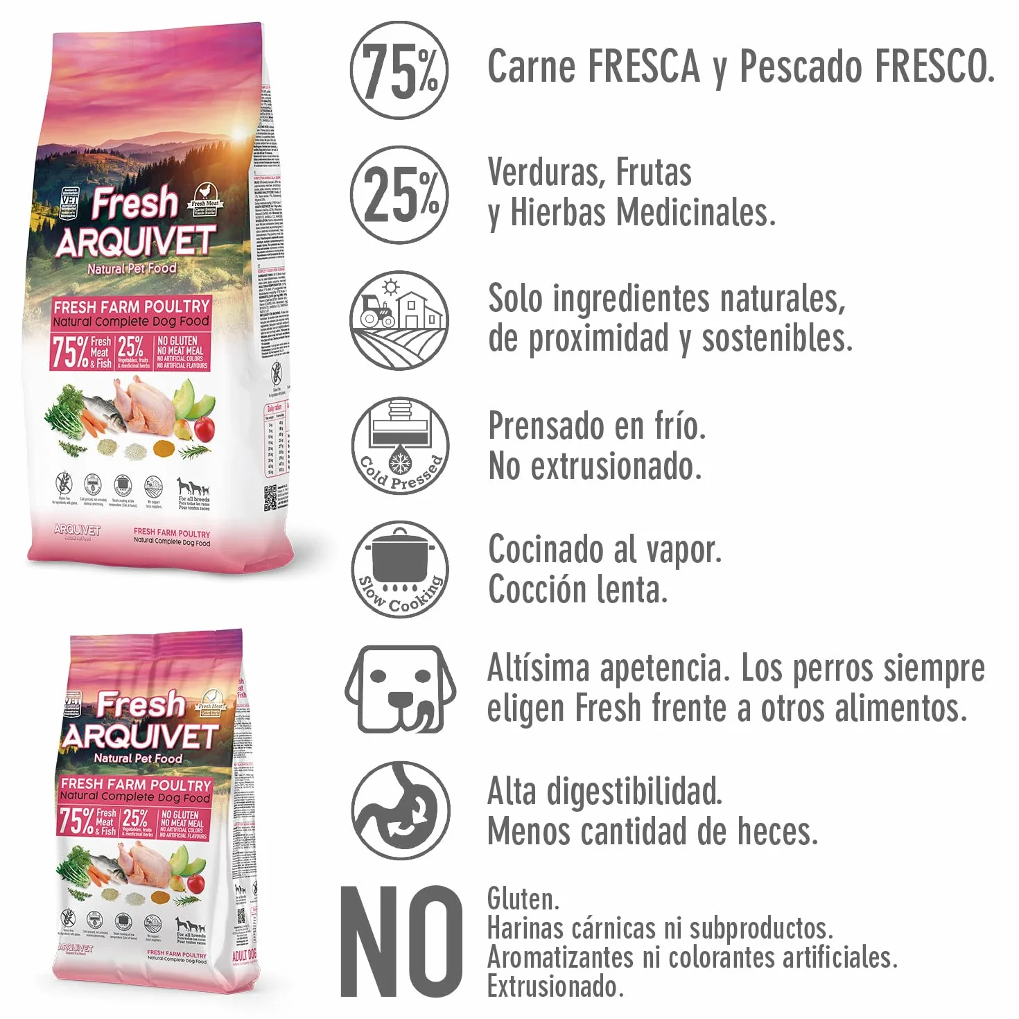 Arquivet Fresh Farm Poultry - 10 Kg - Alimento Completo para Perros - Carne y Pescado Frescos
