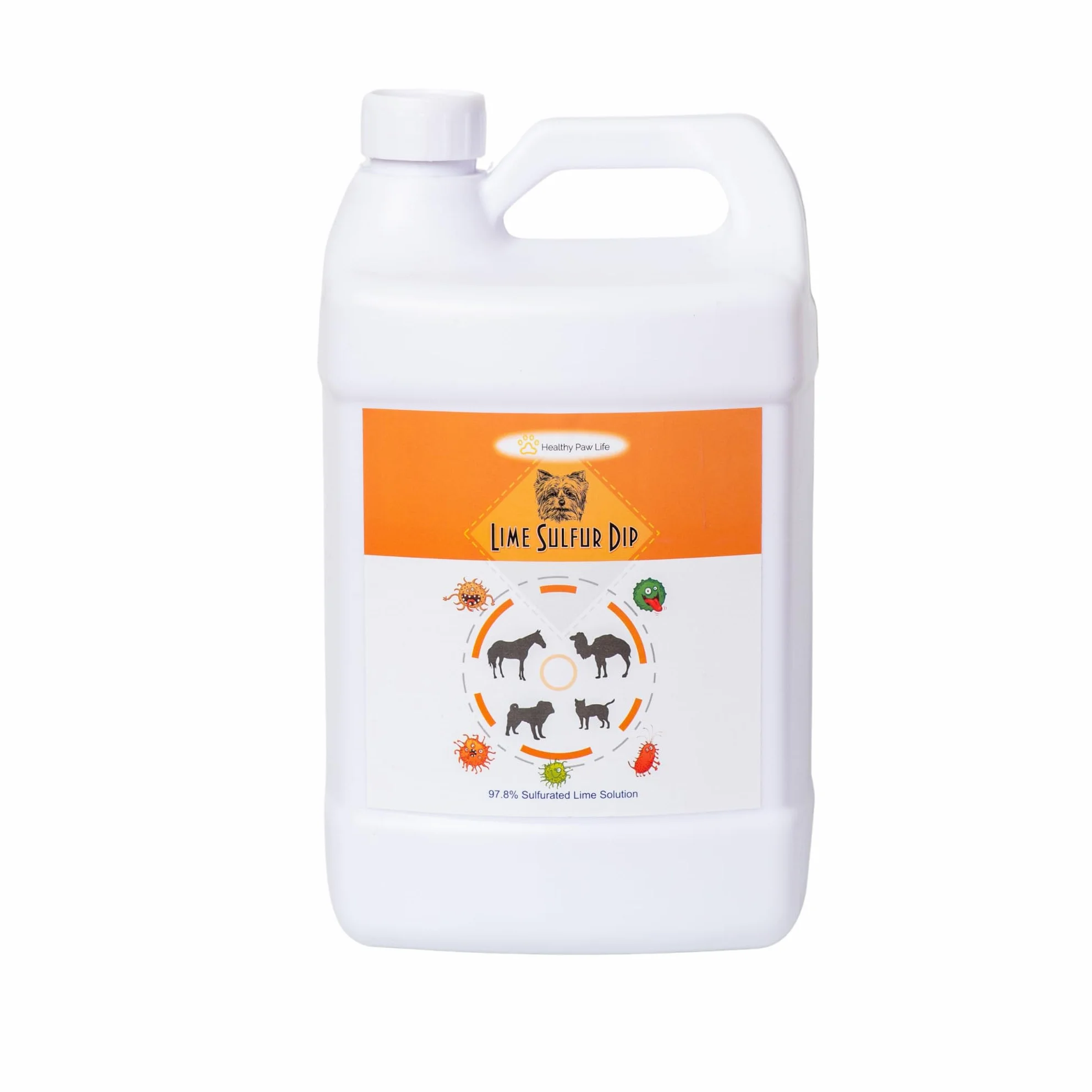 Healthy Paw Life - Lima y azufre Dip - Cuidado de mascotas para piel seca y con picazón - Fórmula extra fuerte - Solución segura para perros, gatos, cachorros, gatitos, caballos (1 galón)