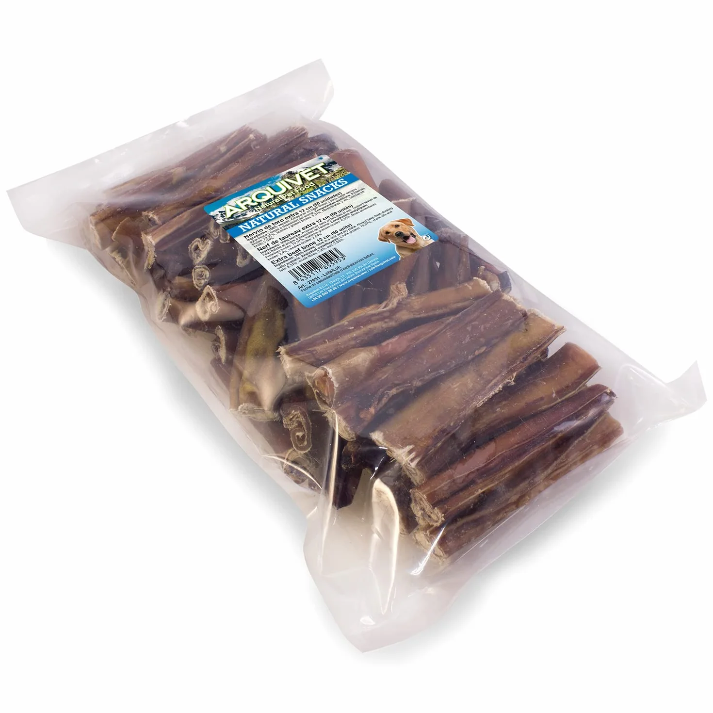 Arquivet Nervio de Toro - Snacks Naturales para Perros - Golosinas Perro - Chuches Perro - Premios Perro - Nervio de Toro en Barra - 12 cm Extra (Bolsa 50 uds.)