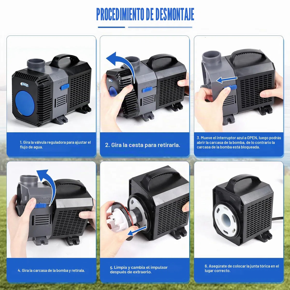 EXLECO Super Eco Bomba para Estanque Anfibia 14000L/H 120W Filtro Pecera, Bombas de Agua Sumergible, Bomba para Fuente Jardín, Filtro Acuario para Acuario y Estanque, CTP-14000