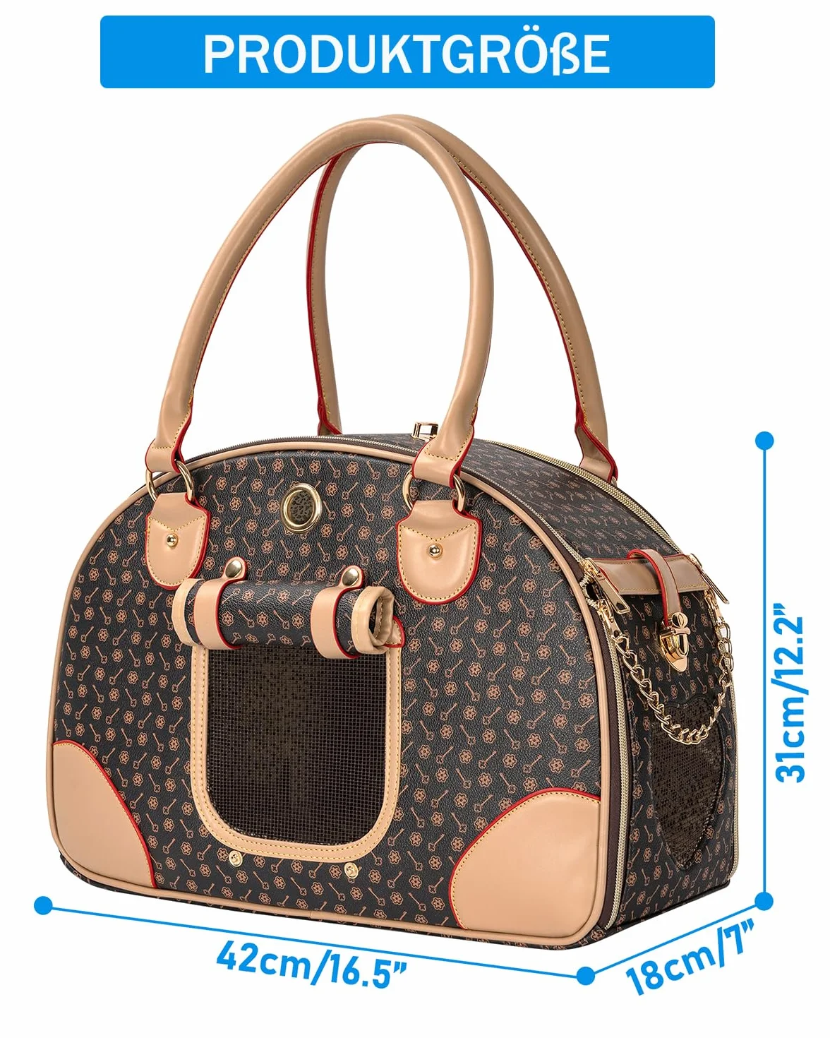 OUUTMEE Bolsa para perro, portátil, 42 x 18 x 31 cm, bolsa de transporte para perros, hasta 4 kg, adecuada para transportar perros pequeños y gatos en viajes