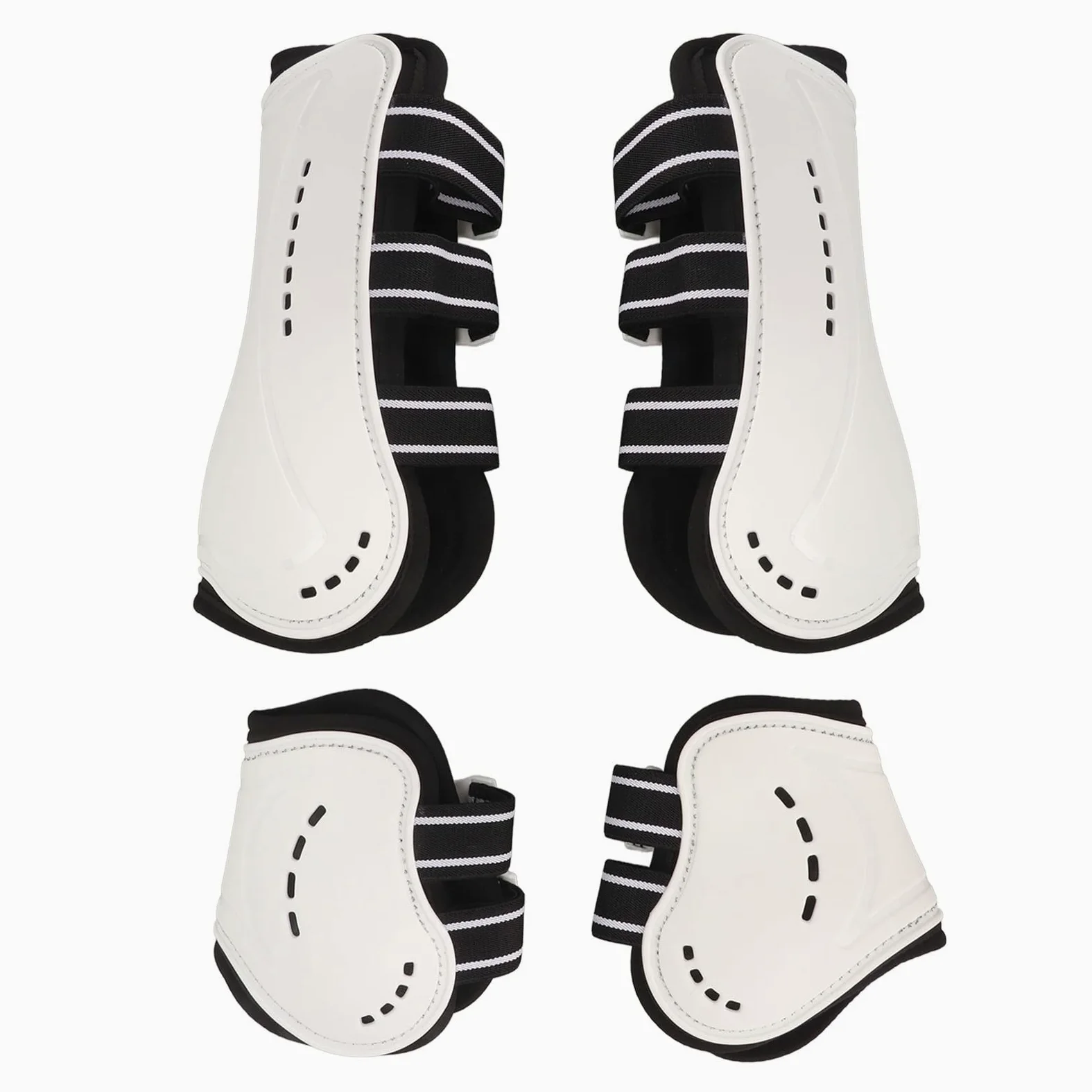 TOPINCN Polainas Delanteras para Caballos, Hebilla de Sujeción Estable con Absorción de Sudor Frontal Abierta Blanca Botas de Tendón de Caballo Ajustables para Saltar (L)