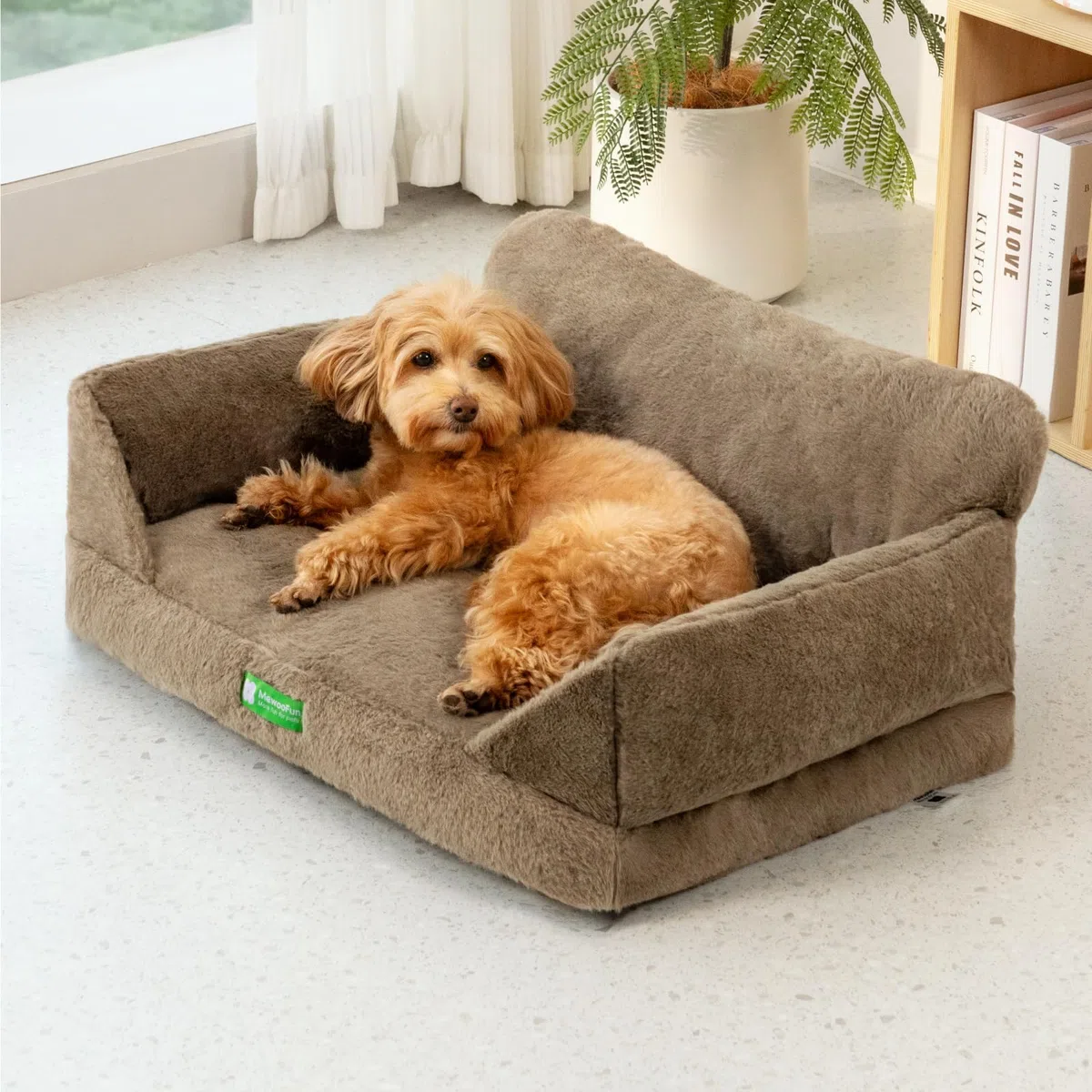 MEWOOFUN Sofá para gatos de interior con funda extraíble lavable y fondo antideslizante para perros pequeños (marrón, 66 x 45 x 35 cm)