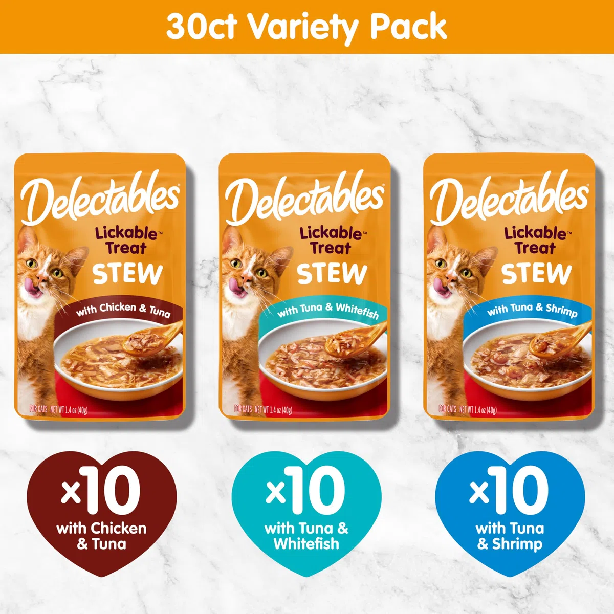 HARTZ Delectables Stew Lickable Wet Cat Treats for Adult & Senior Cats, Variety Pack, 30 Count