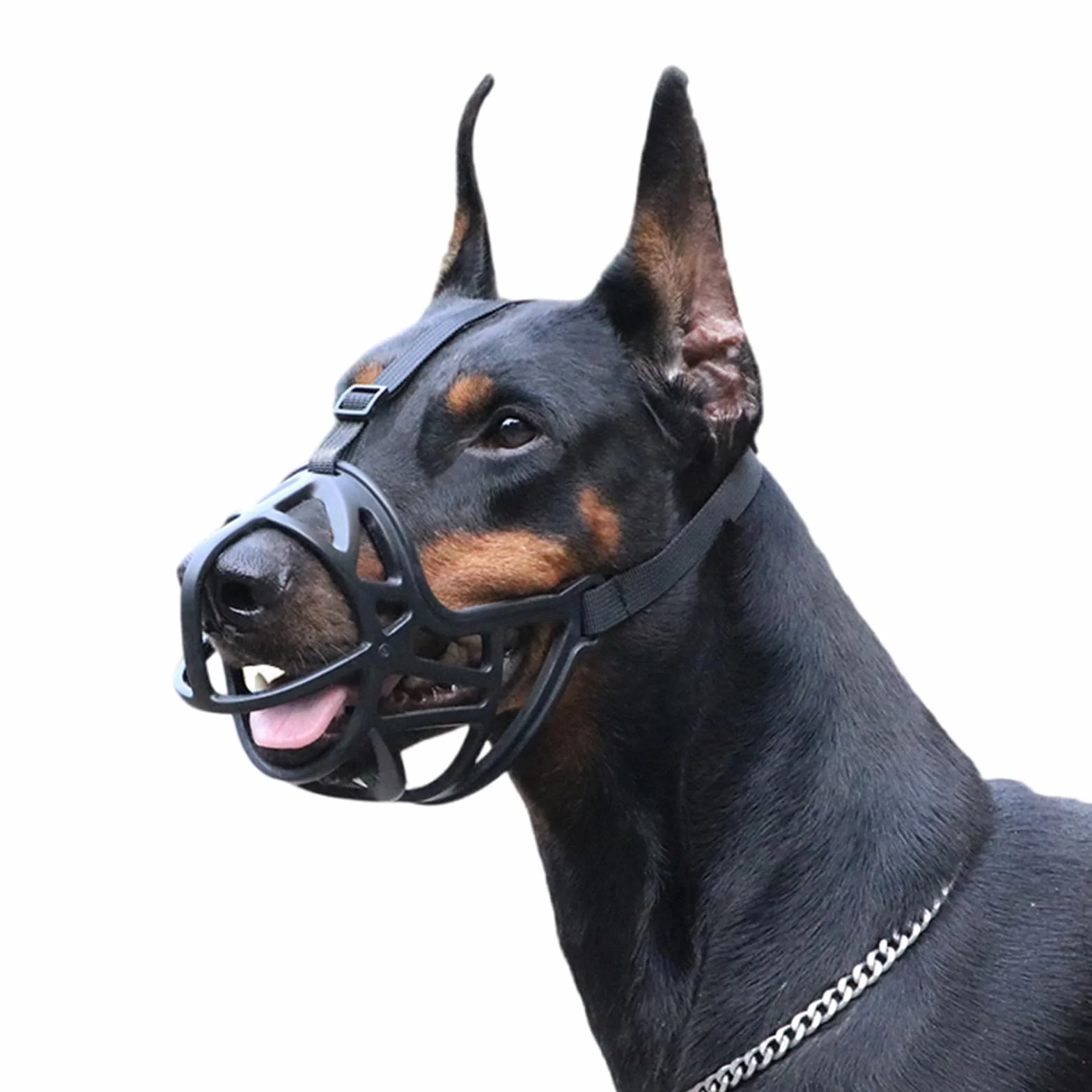 Bozal Transpirable for Perros, bozal for Que Evita mordeduras, Ajustable, diseño humanizado, Permite jadear y Beber(M)