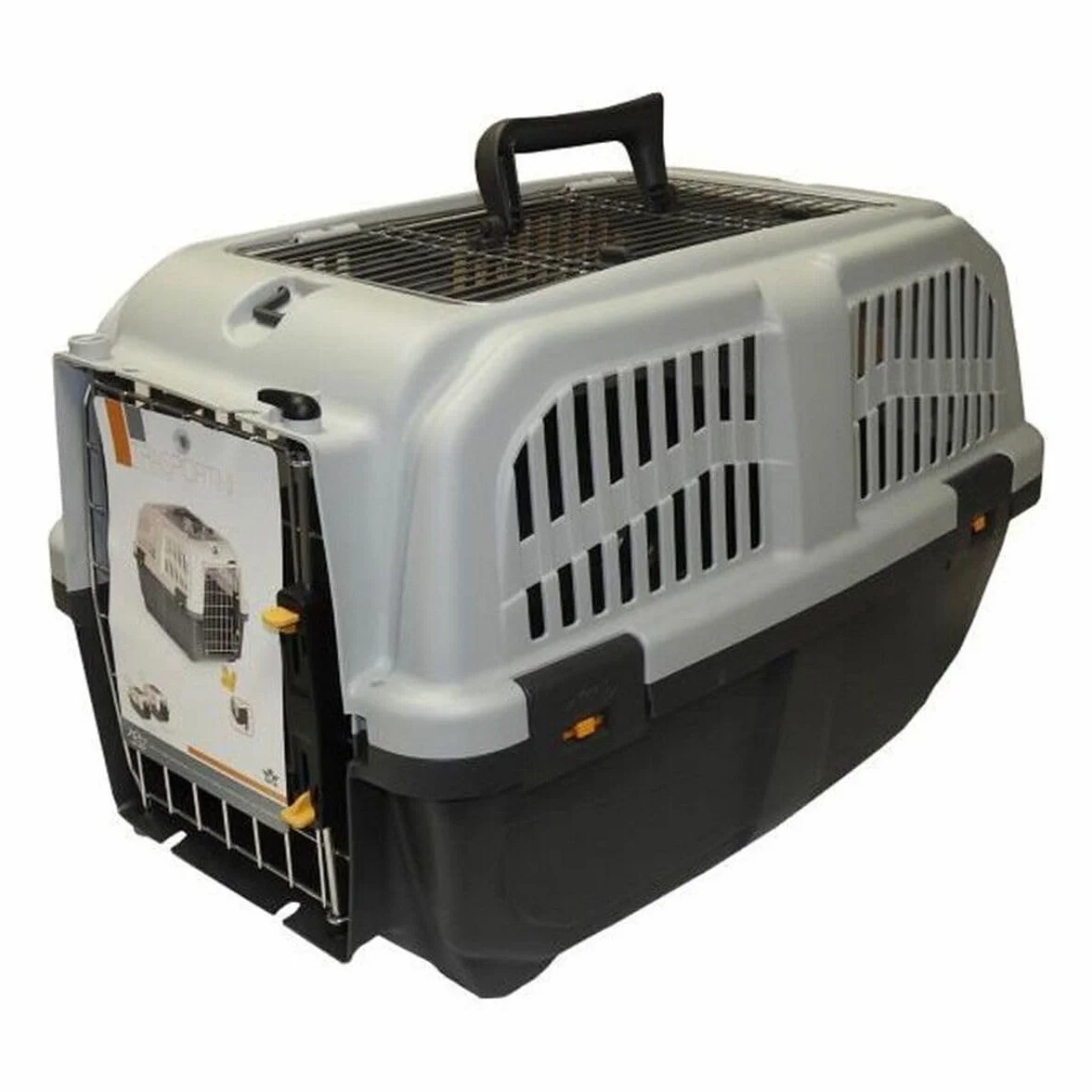 Aimé | Transportin Gato | Transportin Perro | Caja deTransporte con Ventilaciones Laterales, Rejas Metálicas y Pestillo de Seguridad | Color Gris y Dimensiones 56x36x35 cm | Mochila para Perros