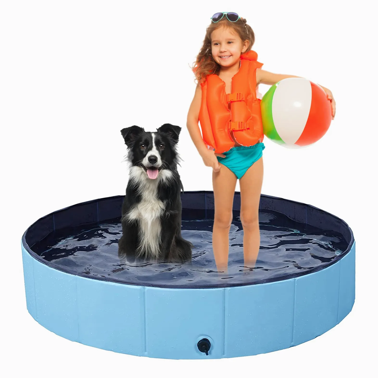 Jsdoin piscina grande plegable para perros, piscina portátil para mascotas, niños, piscina de baño, piscina de PVC antideslizante, piscina para mascotas, gatos y perros, piscina para niños, para