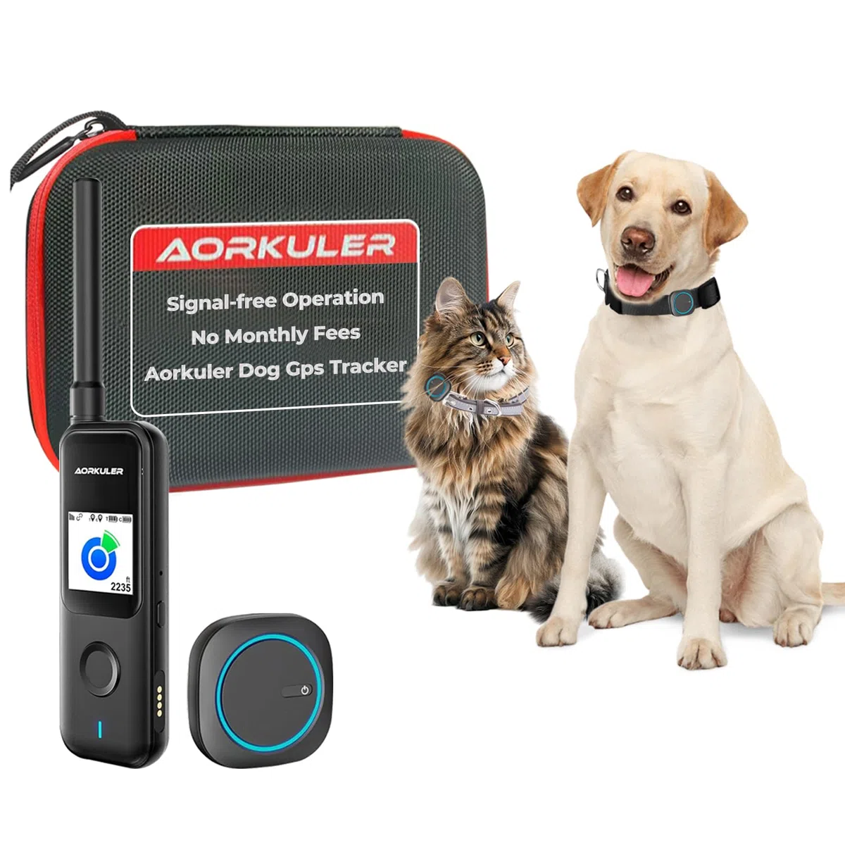 Aorkuler Rastreador GPS para perros al aire libre para zonas sin señal, localizador de mascotas al aire libre, seguimiento en tiempo real para senderismo, caminar, camping, funciona en áreas remotas